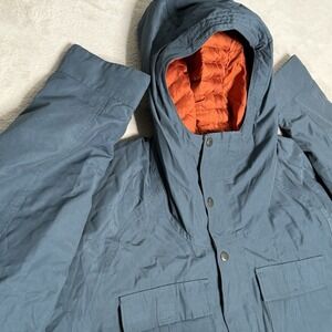 Eddie Bauer Men's 2XL Blue Micro Therm Premium Goose Down Full Zip Jacket Hooded